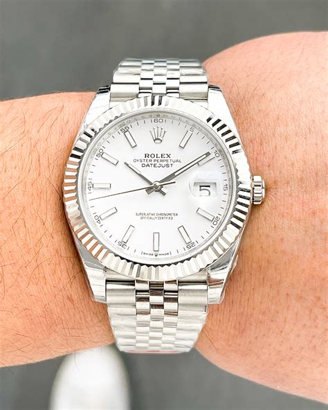 rolex datejust 41 dial replacement|Rolex Datejust 41mm white gold.